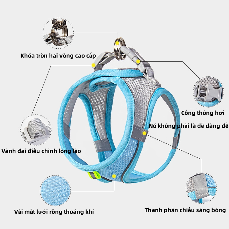DORRIKEY Dây dắt chó mèo Đi dạo dễ，Thiết kế dễ thương  /dây dắt thú cưng Đi dạo có thể Điều chỉnh LI0548