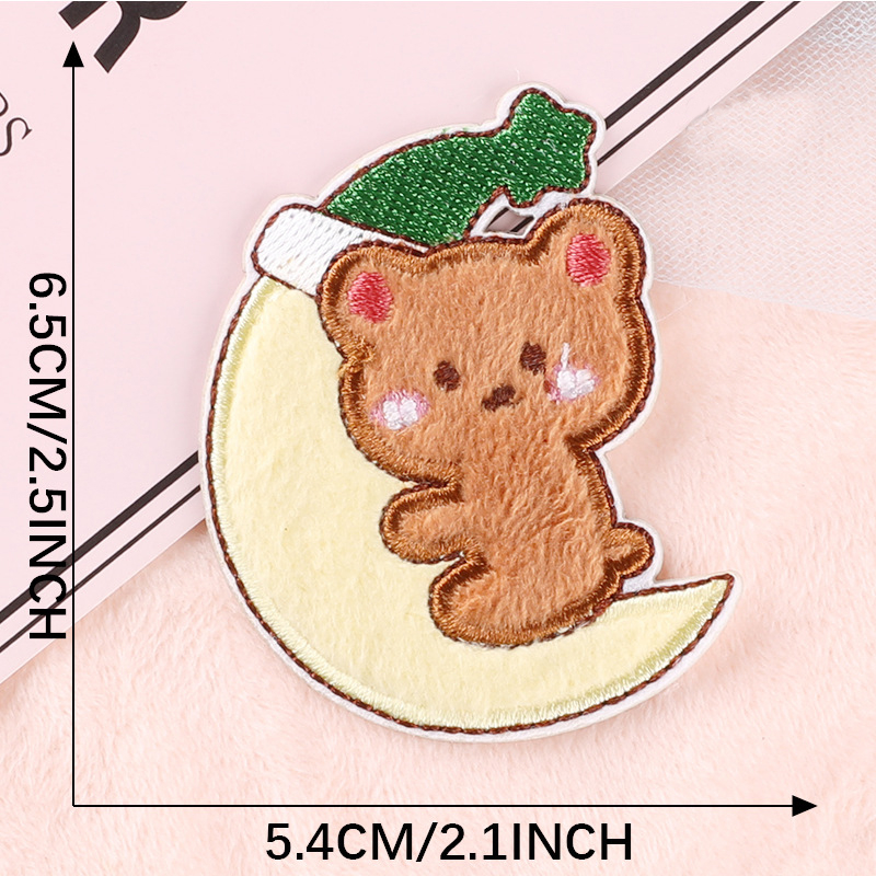 Plush cartoon animal patch bản vá thêu cho quần áo self-adheisve stickers rabbit bears fruits patch trên quần áo phù hiệu diy stripe