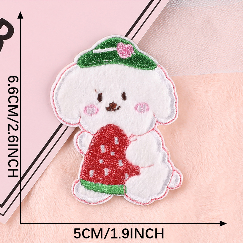 Plush cartoon animal patch bản vá thêu cho quần áo self-adheisve stickers rabbit bears fruits patch trên quần áo phù hiệu diy stripe
