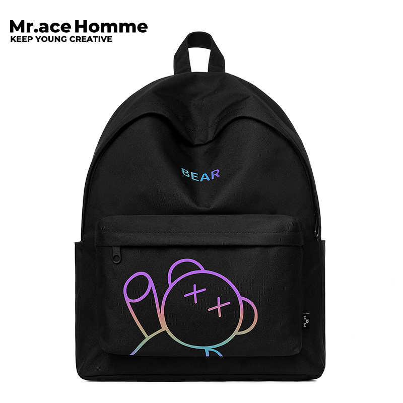 Mr. ace Homme Bag Ba Lô Đi Học Đựng Máy Tính Trung Học Hình Gấu Phản Quang Cá Tính Cho Nam Và Nữ Sinh Trung Học