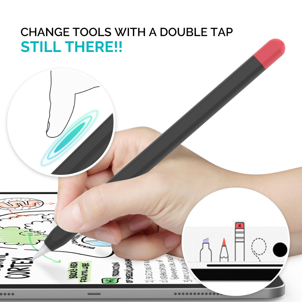 Duotone slim silicone pencil sleeve case ergonomic grip tương thích với apple pencil thế hệ thứ 2