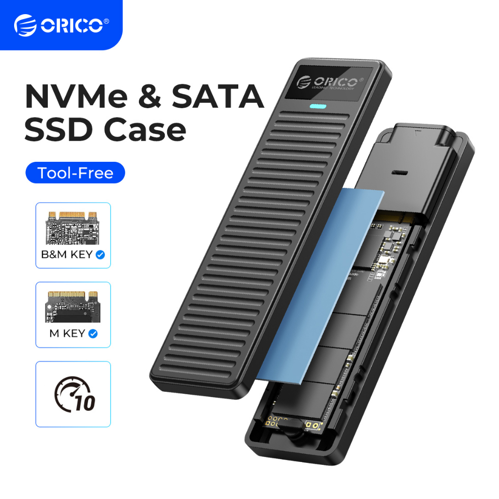 Hộp Đựng Ổ Cứng ORICO M.2 NVMe SSD 10Gbps USB 3.2 Gen2 M2 SSD Thiết Kế Đơn Giản Cho NVMe SATA UASP (PDDM2C3)