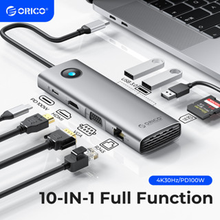 Orico USB C Hub 10 trong 1 Type C Hub với Ethernet 4K sang HDMI VGA PD Power Cổng USB 3.0(PW11)