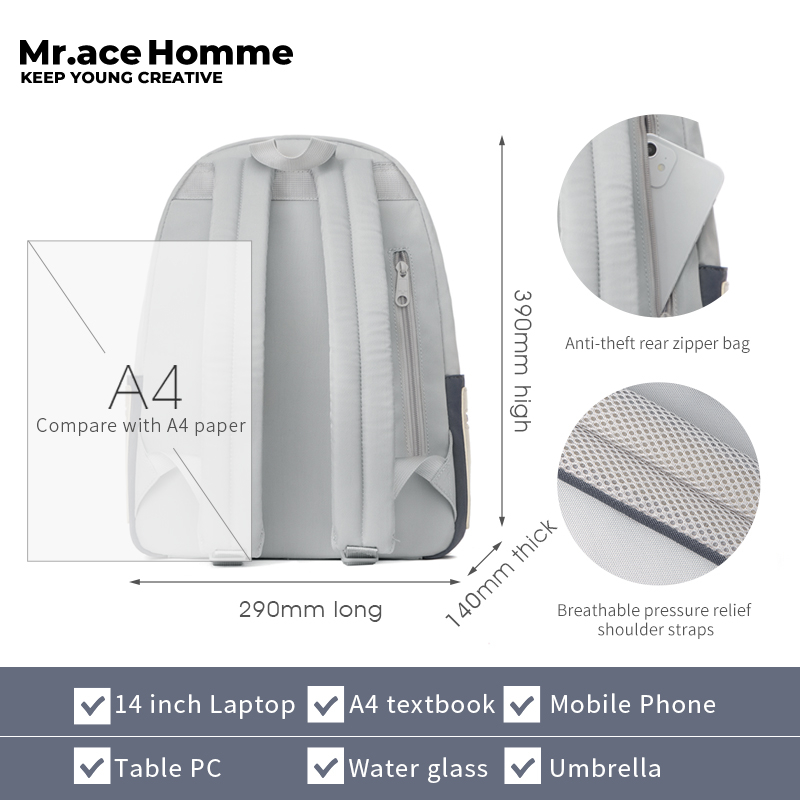 Mr.aace Homme Balo Đi Học Phong Cách ins Nhật Bản Dành Cho Nữ Sinh