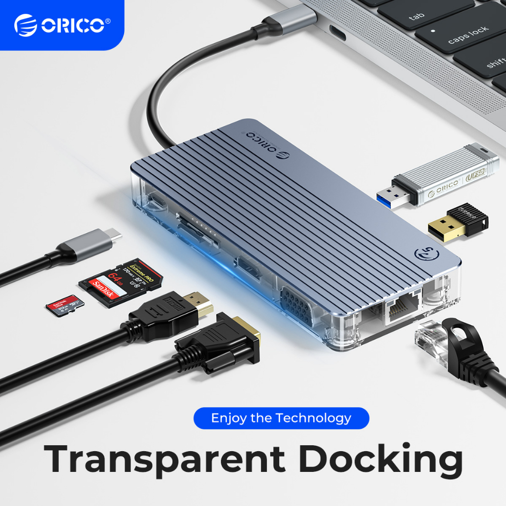 Orico Bộ Chuyển Đổi USB C Sang 4K HDMI RJ45 PD USB 3.0 Cho Macbook Pro Air Laptop