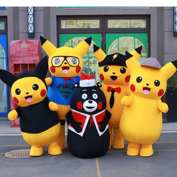 Hanlu pikachu doll trang phục phim hoạt hình cos đạo cụ biểu diễn hoạt động quảng cáo dễ thương tờ rơi