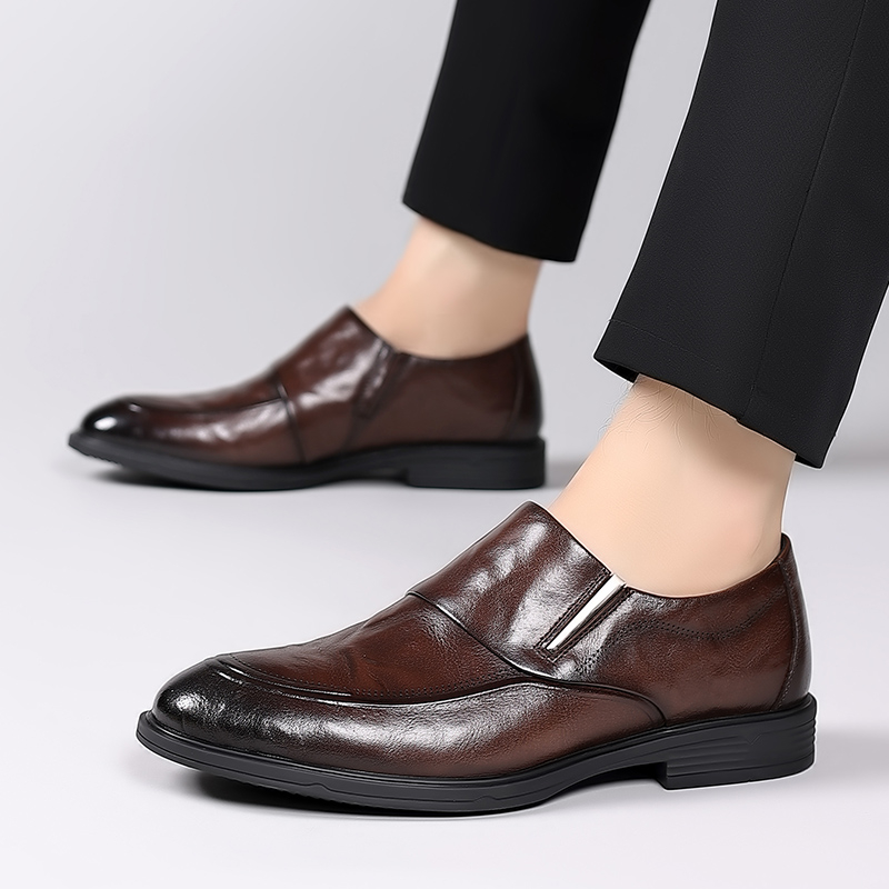 Slip on nam giày da thật thời trang nam da đen giày chính thức 2023 loafer