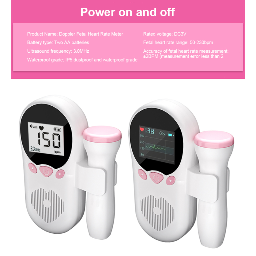 Máy dò siêu âm nhịp tim thai nhi insmart máy đo nhịp tim âm thanh cho bé màn hình hiển thị kỹ thuật số thông minh lcd không bức xạ