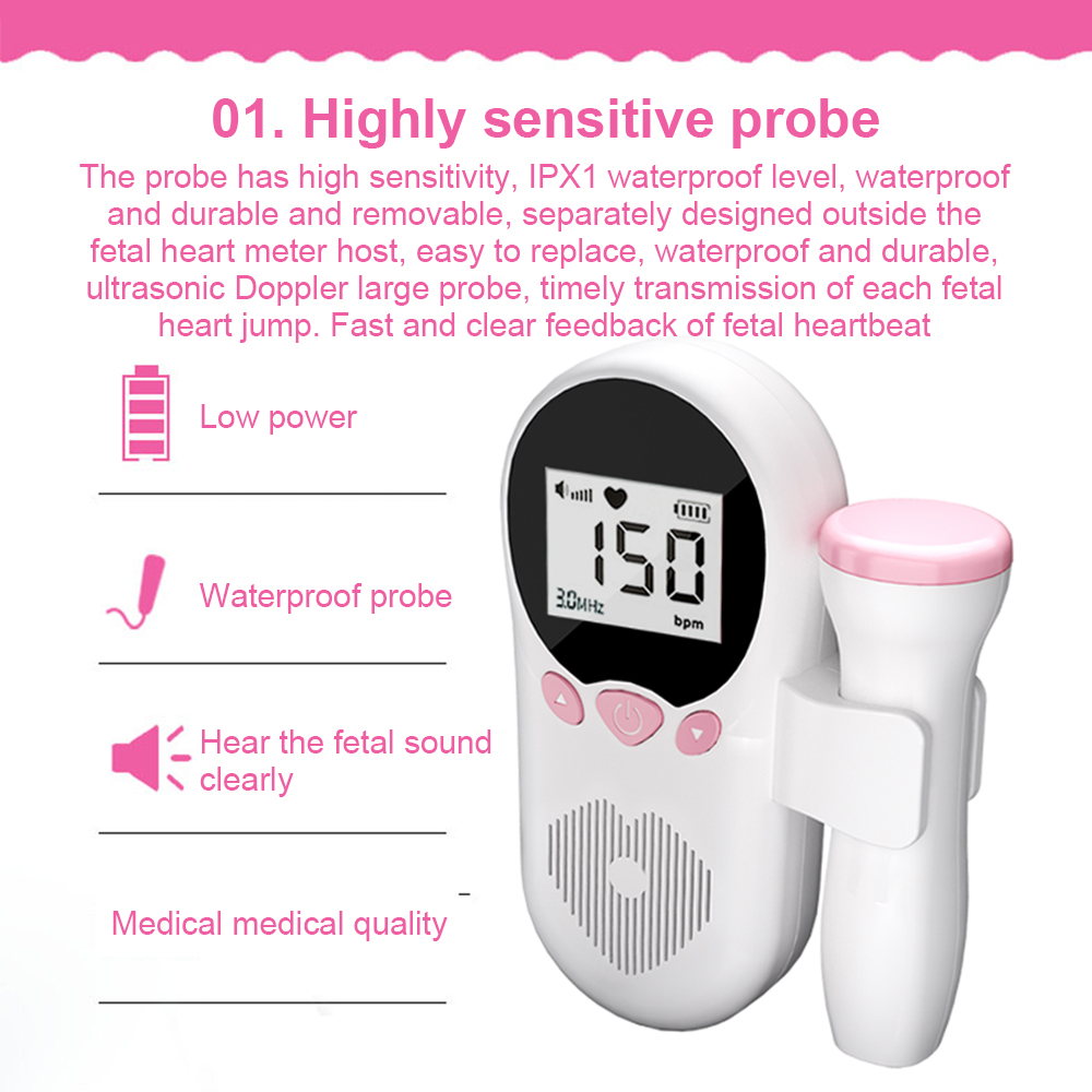 Máy dò siêu âm nhịp tim thai nhi insmart máy đo nhịp tim âm thanh cho bé màn hình hiển thị kỹ thuật số thông minh lcd không bức xạ