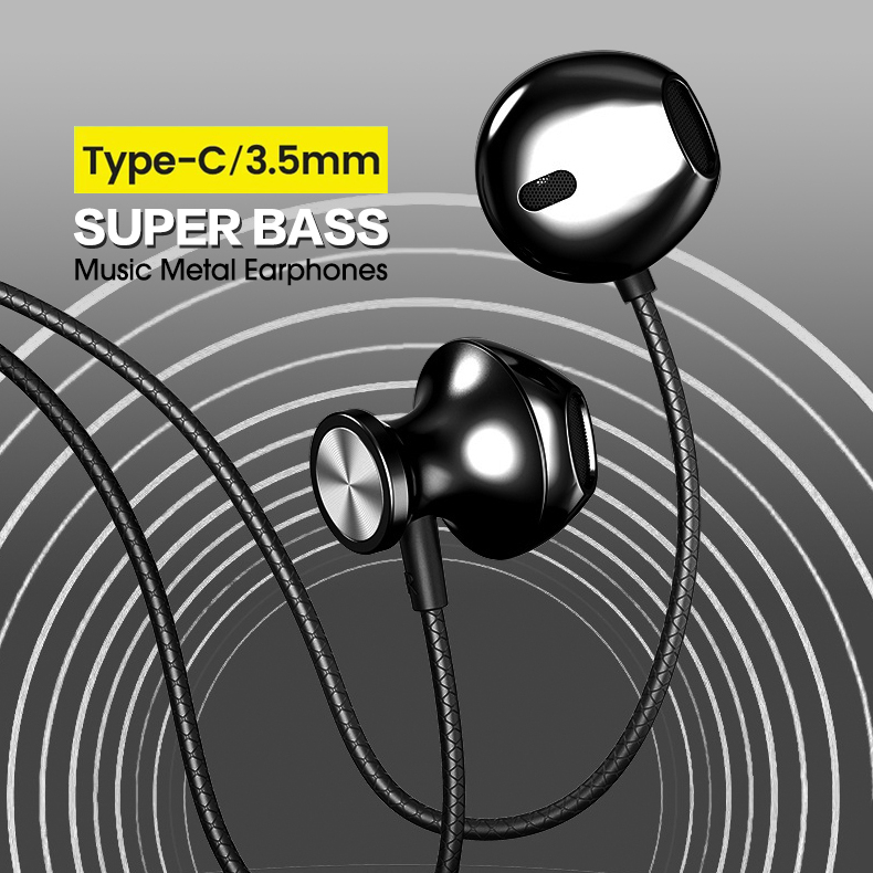 Tai nghe giảm tiếng ồn A8 Type-c có dây với micrô âm thanh nổi bass half in-ear tai nghe đa năng 3.5mm tai nghe
