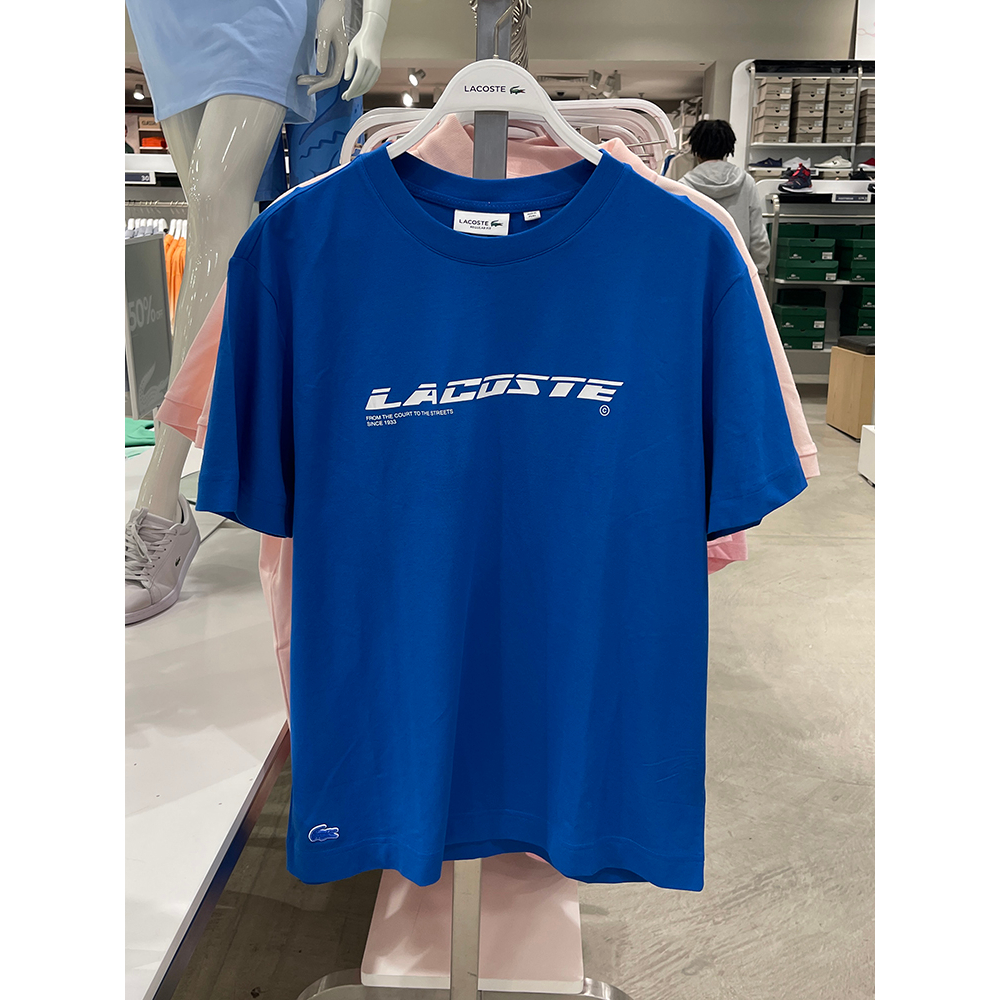 Lacoste Áo Thun cotton Ngắn Tay Cổ Tròn Thoáng Khí Thoải Mái Dành Cho Nam