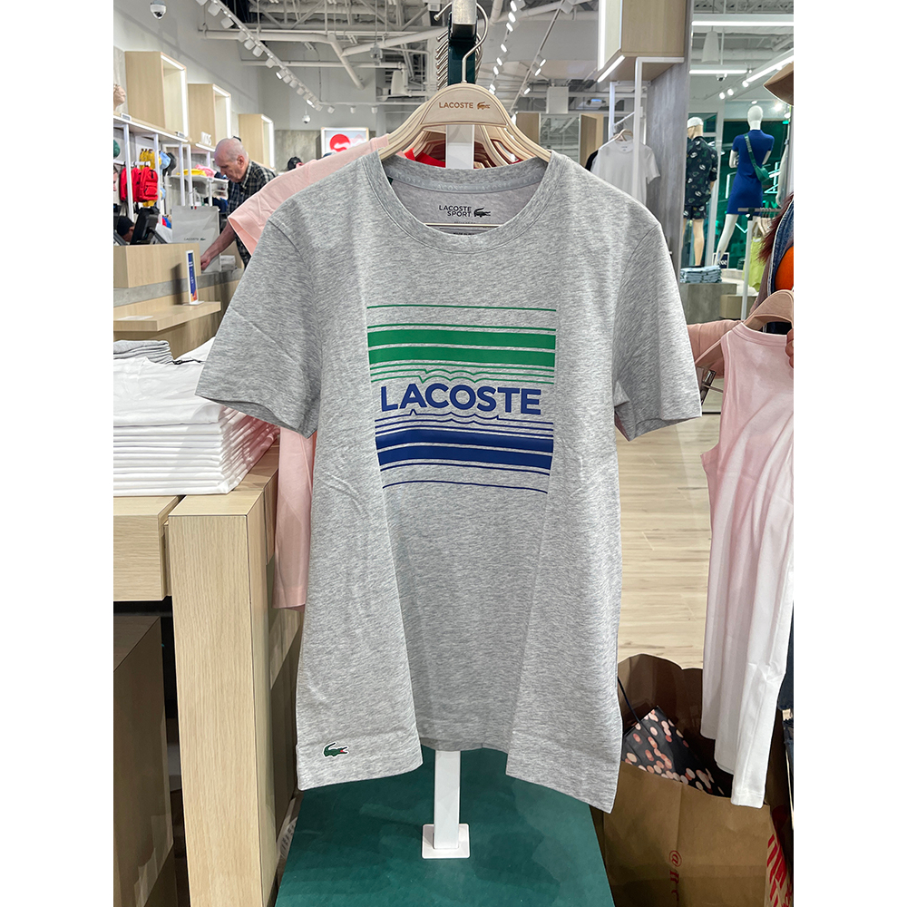 Lacoste Áo Thun Thể Thao Ngắn Tay Cổ Tròn Phối Màu Tương Phản Cá Tính Cho Nam