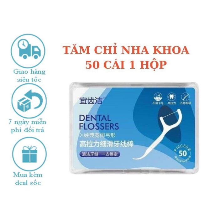 50 hộp tăm xỉa răng chỉ nha khoa mỏng làm sạch hình xăm không gian kẹo cao su chuyên dụng