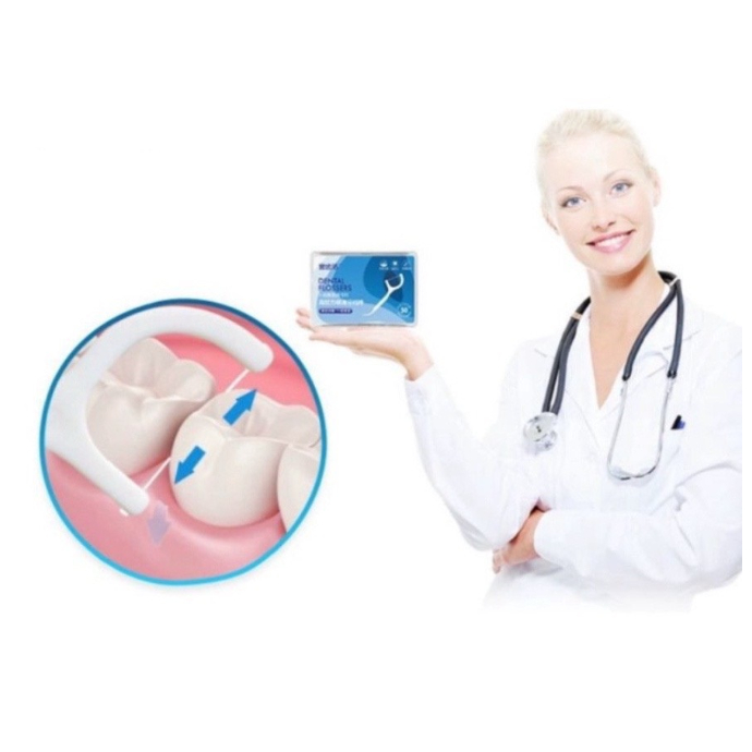 50 hộp tăm xỉa răng chỉ nha khoa mỏng làm sạch hình xăm không gian kẹo cao su chuyên dụng
