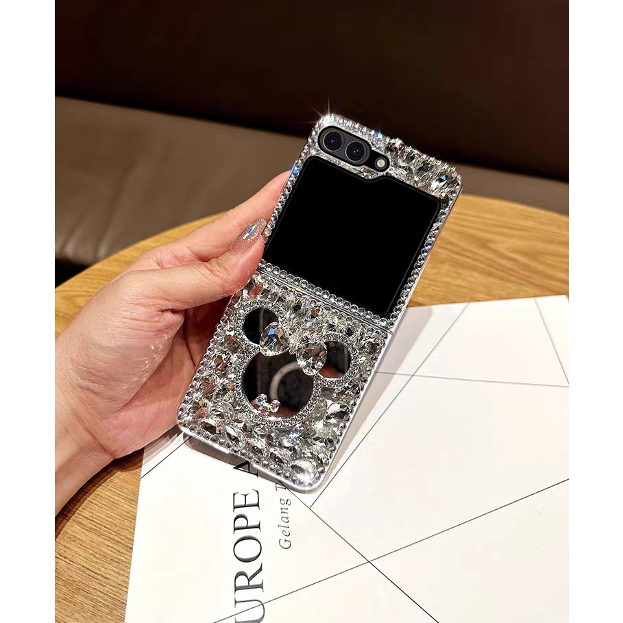 Bao Da Điện Thoại Nắp Lật Gương Trang Điểm Lấp Lánh Cho samsung galaxy z flip 5 z flip 4 z flip 3 z flip 5 Ốp