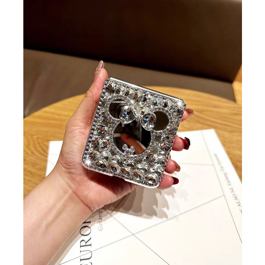 Bao Da Điện Thoại Nắp Lật Gương Trang Điểm Lấp Lánh Cho samsung galaxy z flip 5 z flip 4 z flip 3 z flip 5 Ốp