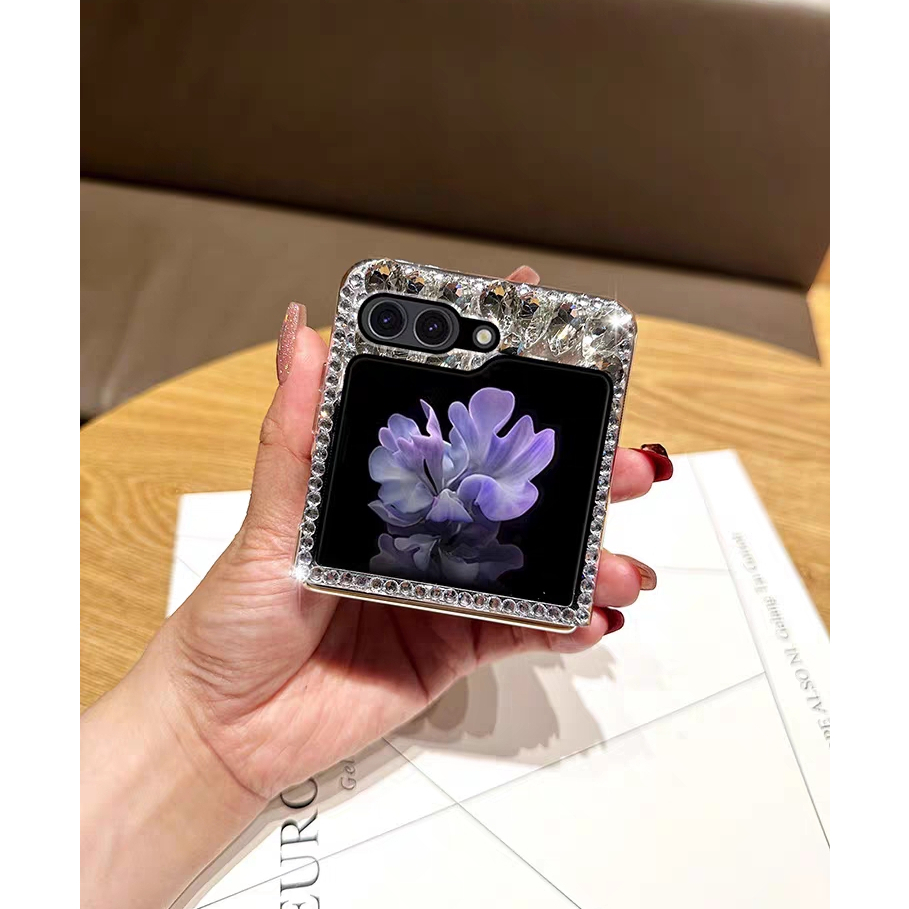 Bao Da Điện Thoại Nắp Lật Gương Trang Điểm Lấp Lánh Cho samsung galaxy z flip 5 z flip 4 z flip 3 z flip 5 Ốp