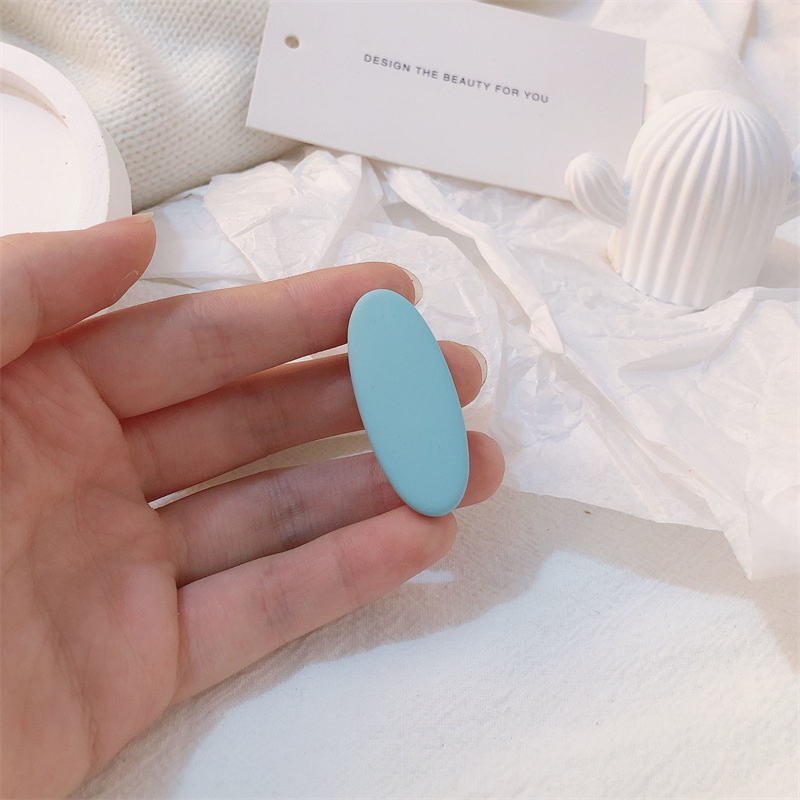 Kẹp tóc hình bầu dục mờ kết cấu tóc mái kẹp mũ trẻ em kẹo màu kẹp bên hông kẹp tóc mái