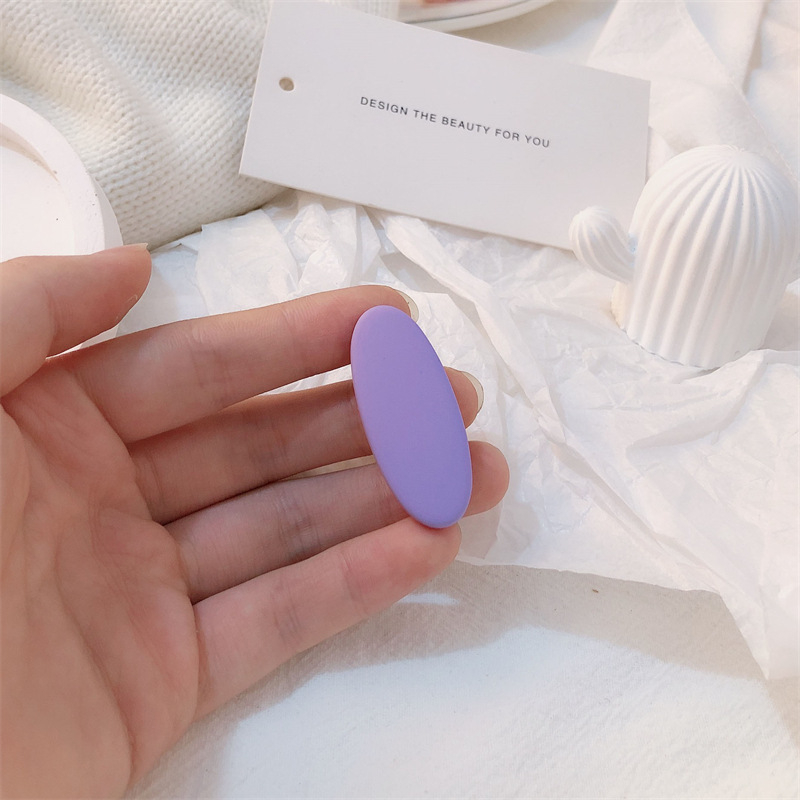 Kẹp tóc hình bầu dục mờ kết cấu tóc mái kẹp mũ trẻ em kẹo màu kẹp bên hông kẹp tóc mái