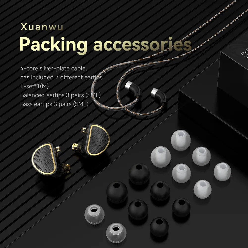 Trn xuanwu spd + ba in ear tai nghe lai planar in-ear màn hình iem hifi dj running tai nghe thể thao nút tai tai nghe tai nghe mt3