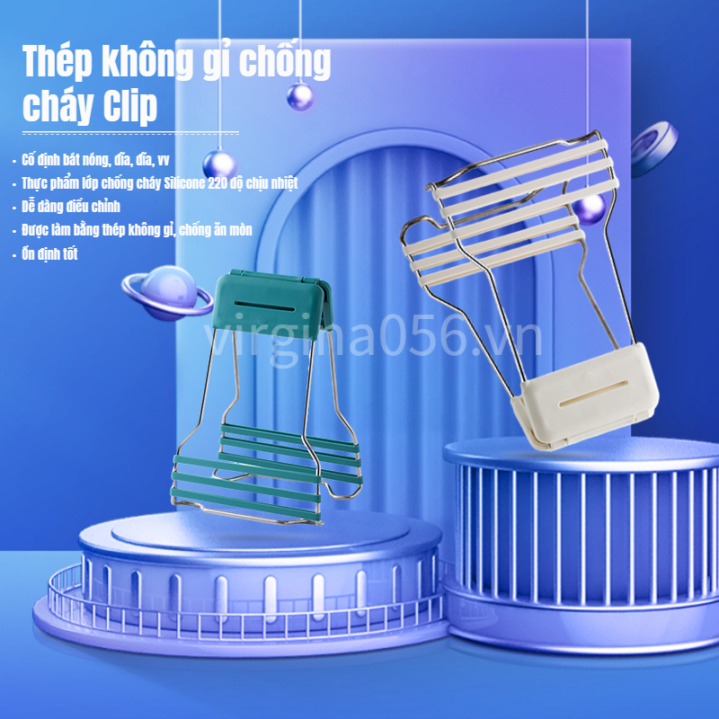 Có thể bán buôn Kẹp giữ bát đĩa nhà bếp bằng thép không gỉ Đĩa nóng nâng lên chống bỏng dải silicon Virgina056 Hàng giao ngay