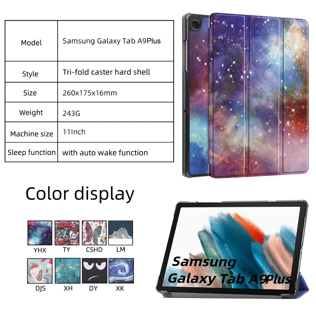For Samsung Galaxy Tab A9+ A9 Plus 11 inch 2023 Tablet PU Leather Case Adjustable Folding Stand Cover For Galaxy Tab A 9 Plus 11.0 Inch