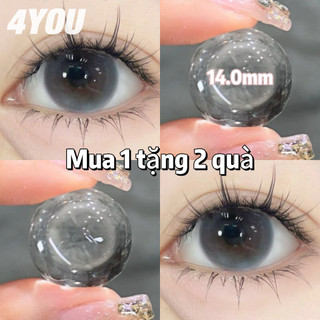 Set 2 Kính Áp Tròng 0~8.00 Màu Xám Nâu 14.0mm Với Tròng Kính Mềm