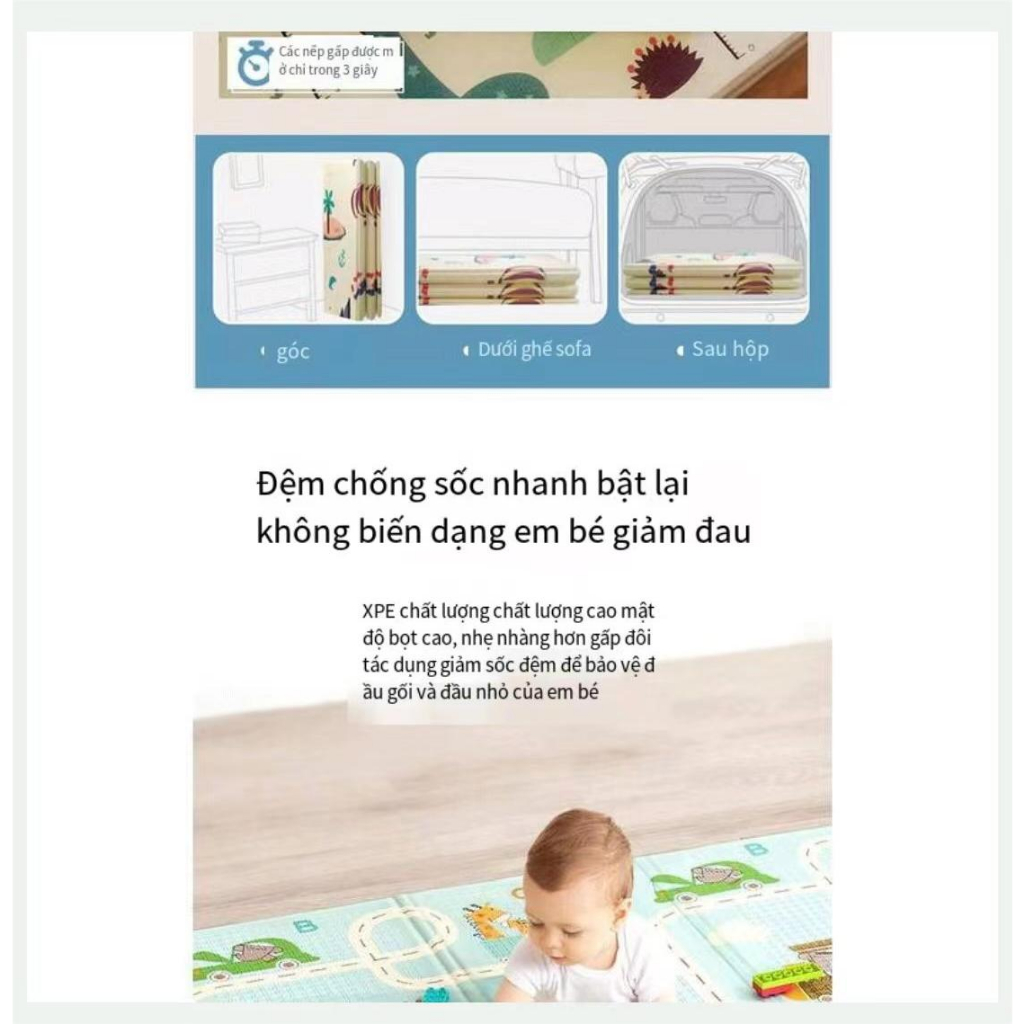 Thảm Xốp Dày Chống Thấm Nước Kích Thước 1cm-1.5cm Chuyên Dụng Cho Bé Tập Bò