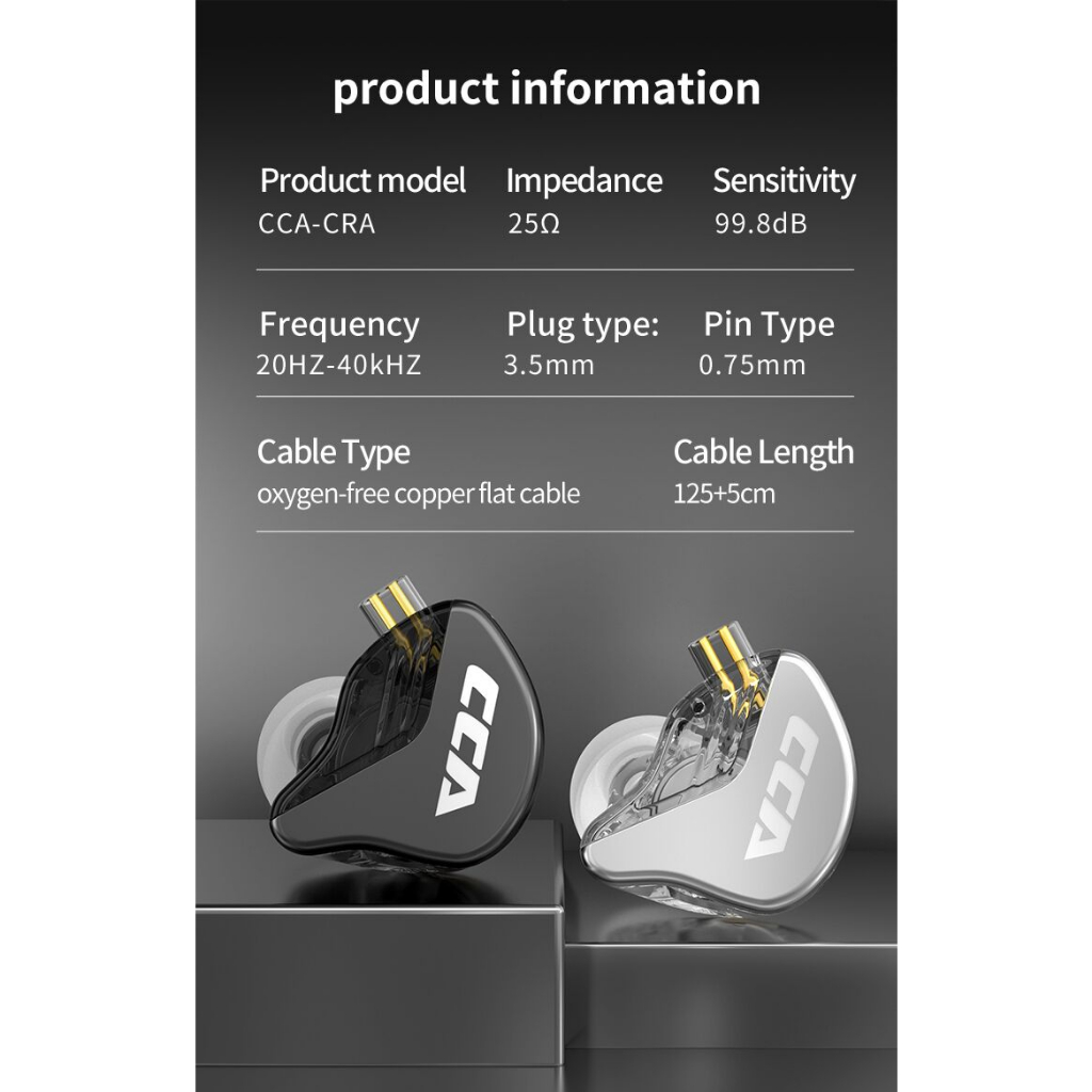 Cca cra in ear tai nghe hifi màn hình màng ngăn polymer cao tai nghe noice cancelling sport gamer earbuds tai nghe nra zex edx