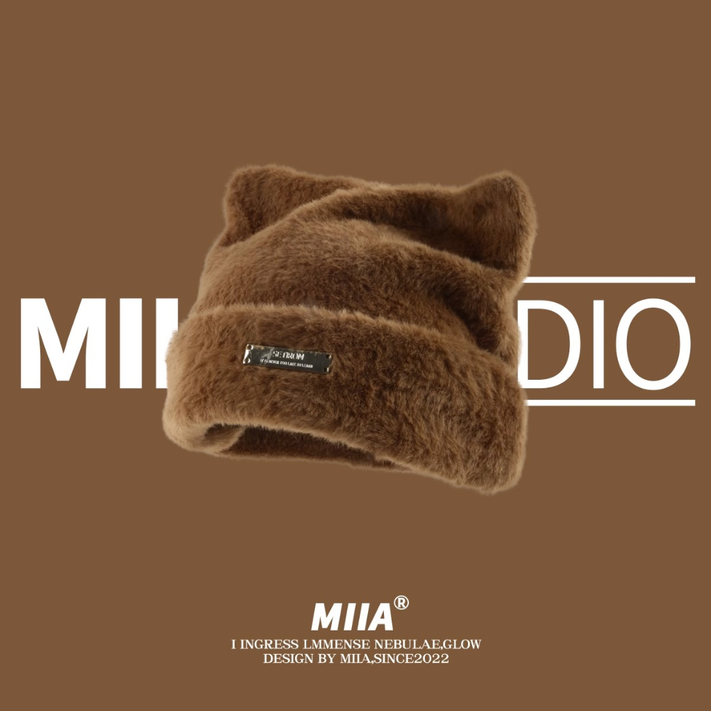 Mũ Len Dệt Kim Đính Tai Mèo Dễ Thương Phong Cách Hàn Quốc Cho Nữ