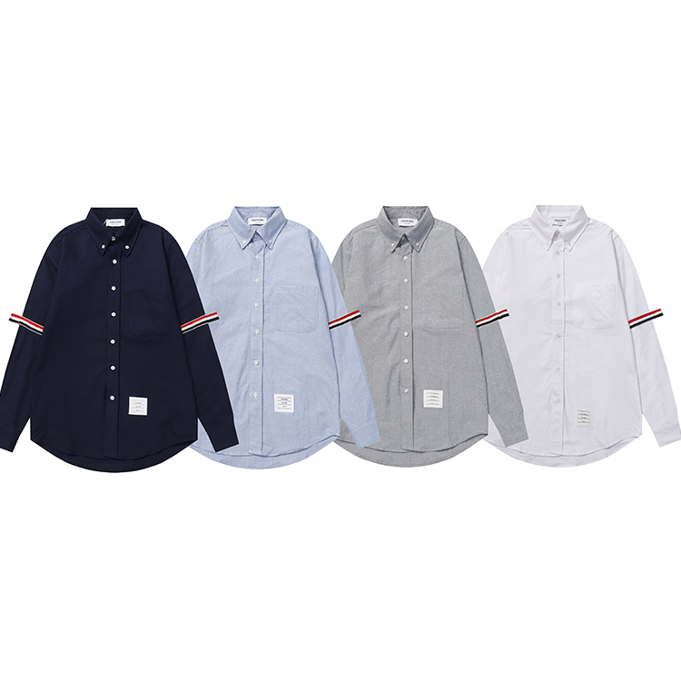 Thời trang áo sơ mi sọc dài tay áo sơ mi oxford cộng với kích thước áo sơ mi cho phụ nữ và nam giới
