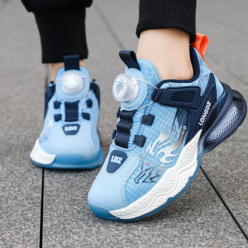 Kích thước: 28-39 giày bóng rổ cho trẻ em nút xoay dây giày giày bé trai giày thể thao trẻ em giày bóng rổ chuyên nghiệp cho trẻ em giày cao su cho trẻ em giày bé trai cho trẻ em bo