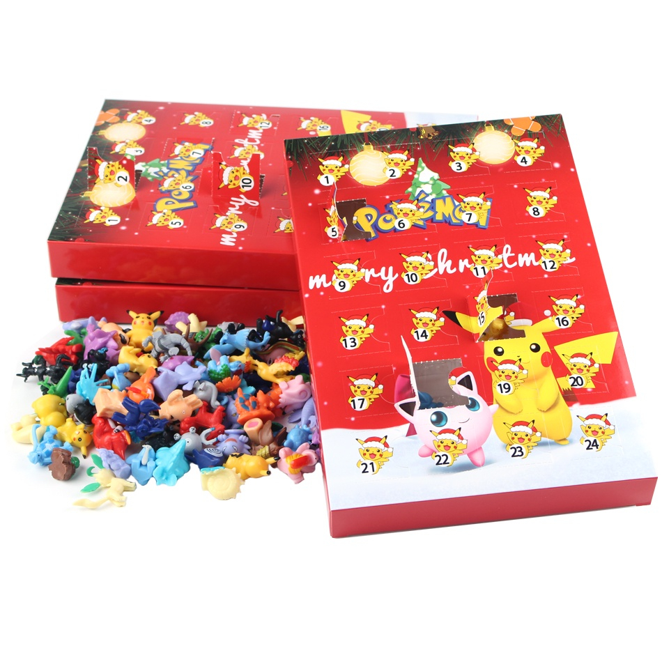 24 pokemon anime hộp lịch pikachu mô hình giáng sinh hộp mù quà tặng trẻ em