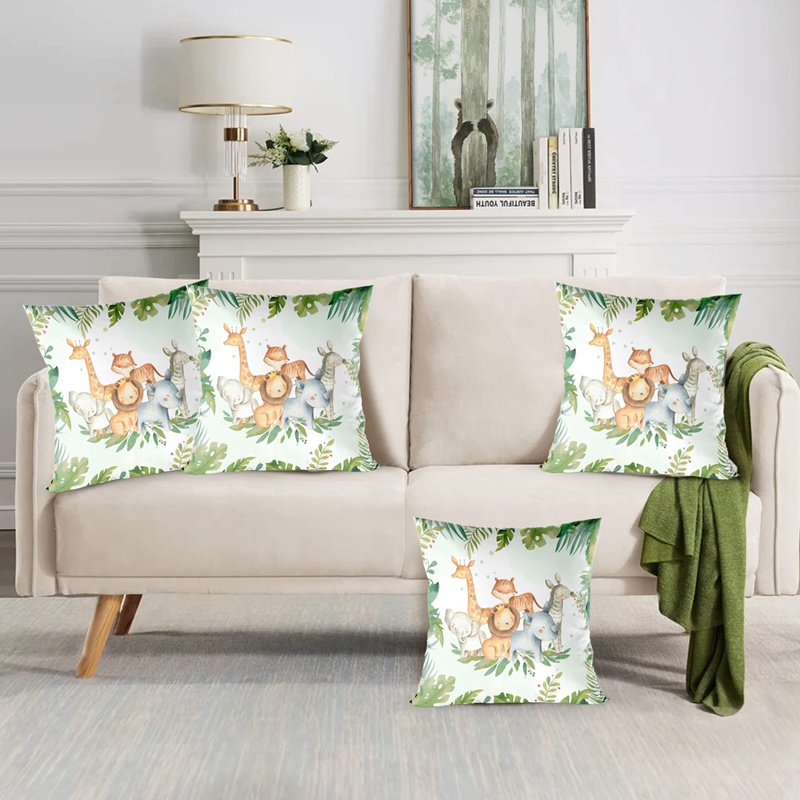 45 * 45cm đệm động vật rừng bìa động vật dễ thương phim hoạt hình sư tử ngựa vằn vỏ gối peach skin polyester đệm bìa safari chủ đề trang trí tiệc trẻ em ủng hộ sinh nhật