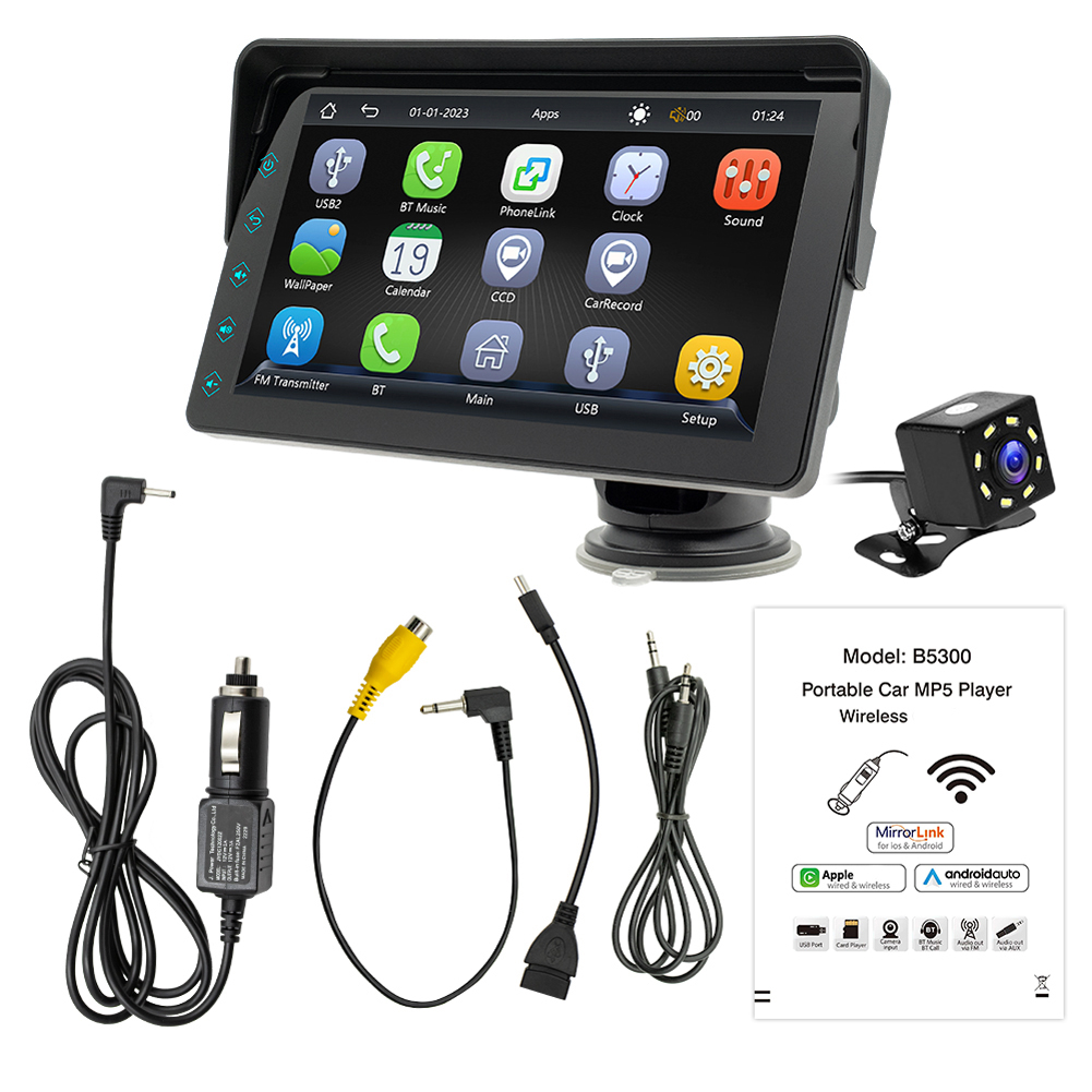 7 inch car radio bluetooth không dây tương thích carplay android auto fm radio mirrorlink hd built-in loa màn hình cảm ứng camera hành trình