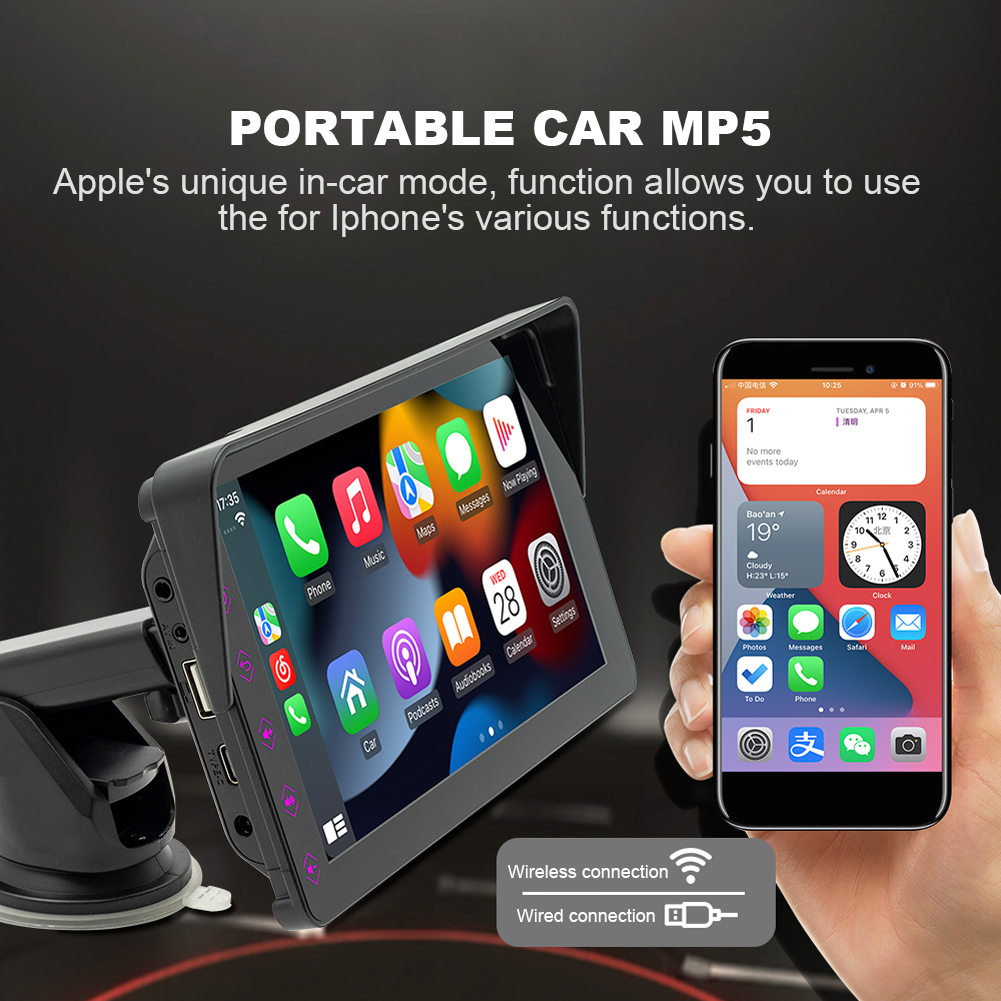 7 inch car radio bluetooth không dây tương thích carplay android auto fm radio mirrorlink hd built-in loa màn hình cảm ứng camera hành trình