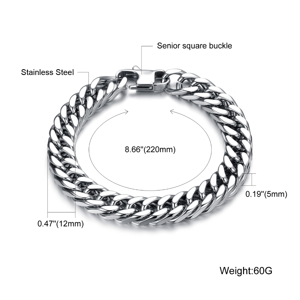 OLEVS vòng đeo tay bằng thép không gỉ xu hướng phong cách punk thời trang cho nam với hộp GS743