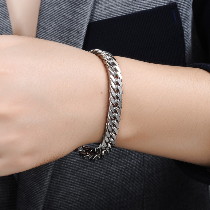 OLEVS vòng đeo tay bằng thép không gỉ xu hướng phong cách punk thời trang cho nam với hộp GS743