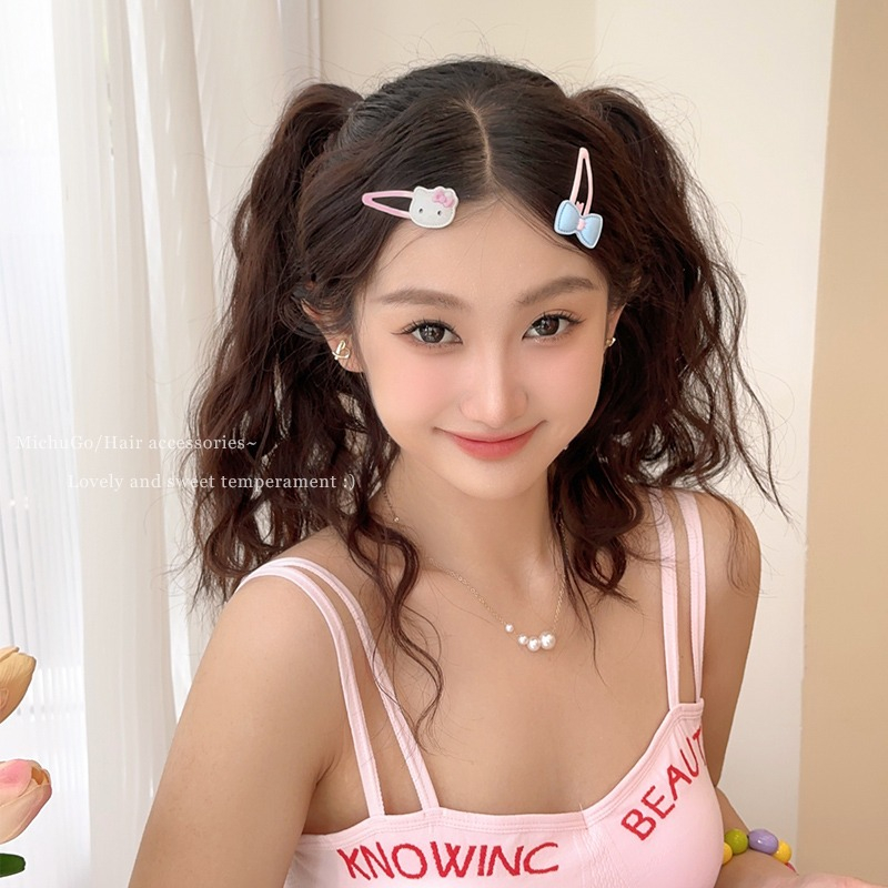 Phim hoạt hình mèo nơ kẹp tóc nữ phong cách nhật bản trán tóc gãy tóc mái kẹp bên dễ thương cô gái ngọt ngào kẹp tóc mũ
