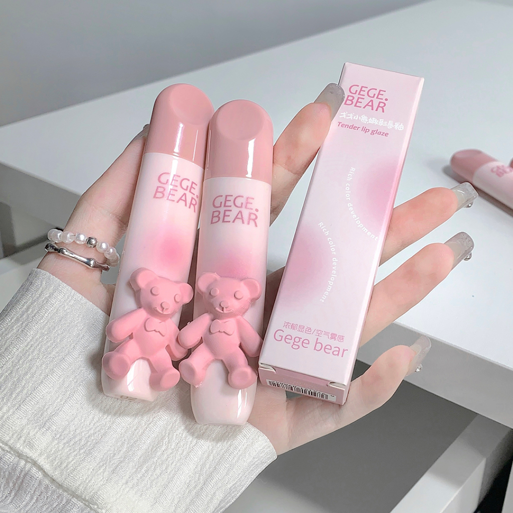 Gege bear bear tender color lip glaze soft mist matte lip clay student party plain white affordable lipstick no.gx1079