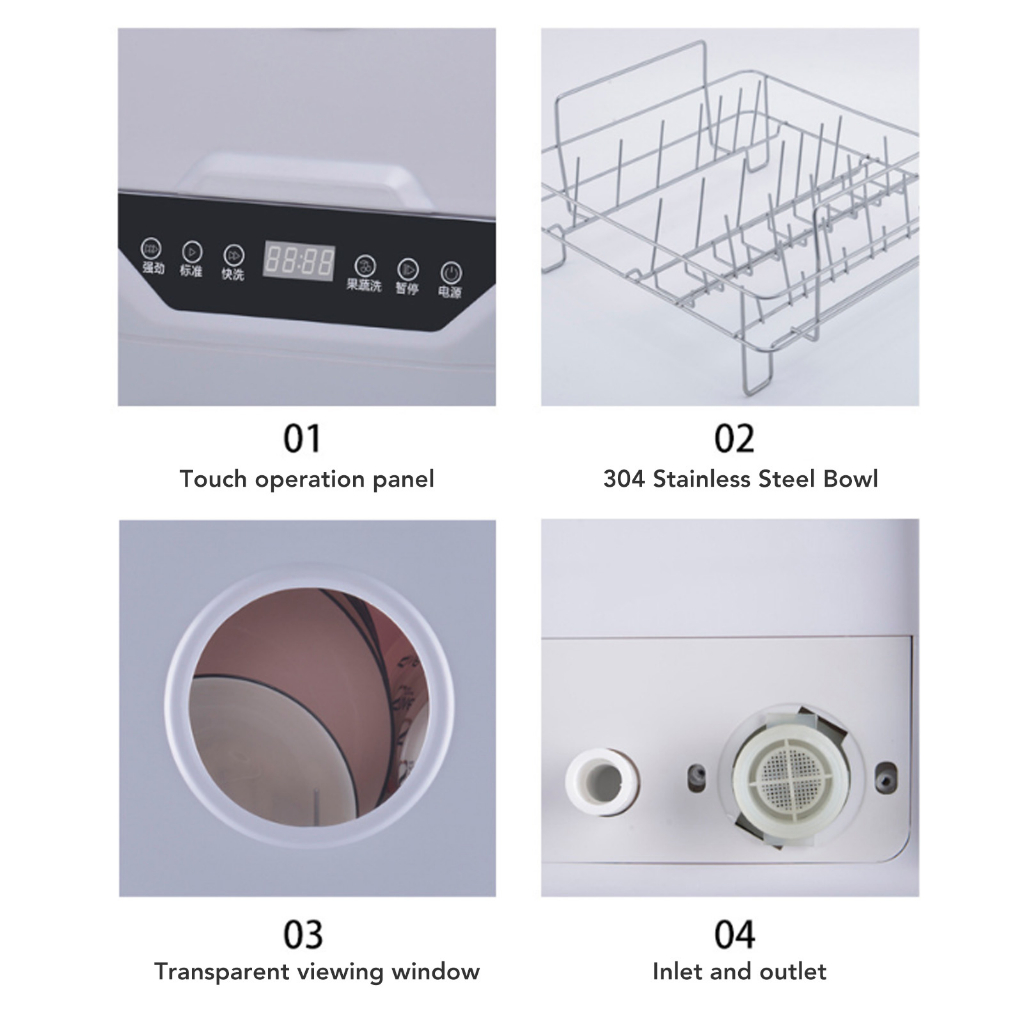 Máy Rửa Bát - Máy Rửa Chén Mini tự động di động chống rò rỉ cho Gia Đình Văn phòng RV 800W