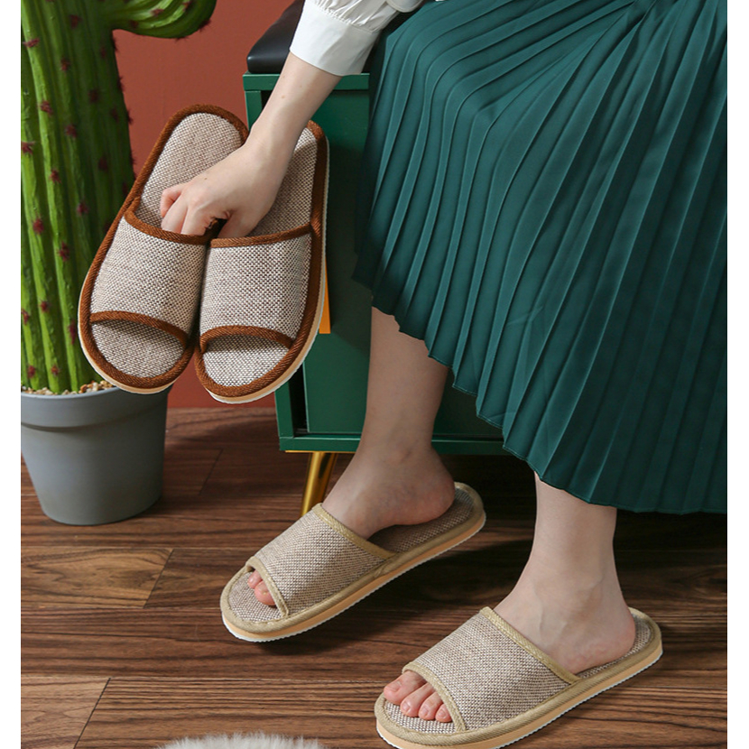 Dép vải lanh trong nhà gia dụng, nam và nữ, cặp đôi, 37-45 size