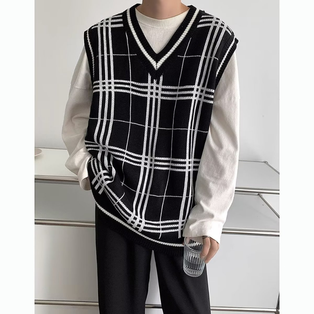 Áo Ghi Lê Dệt Kim Cổ Chữ v Dáng Rộng 2 Màu Lựa Chọn Size m-3xl Thời Trang Cao Cấp Cho Nam