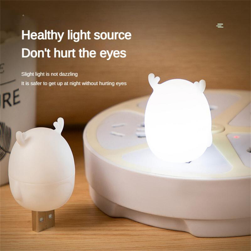 Mini usb led night light đèn hươu dễ thương không dây đèn plug-in di động