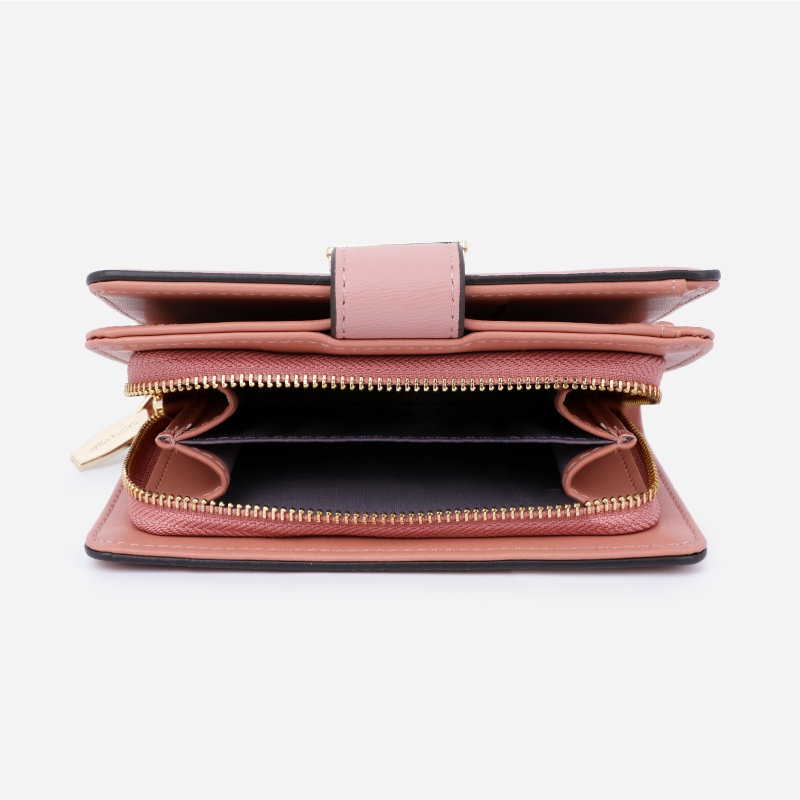 Ví Gấp Màu Trơn Có Dây Kéo Sức Chứa Lớn Cho Nữ