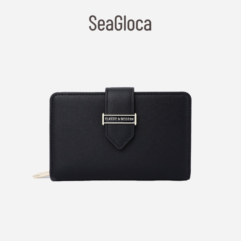 Ví Gấp Màu Trơn Có Dây Kéo Sức Chứa Lớn Cho Nữ