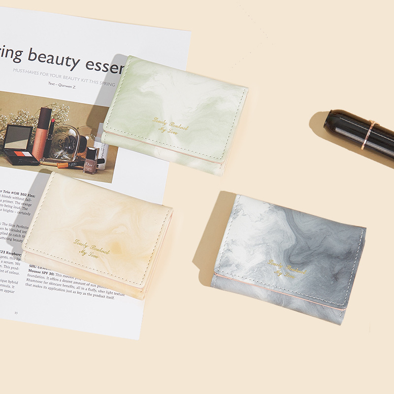 Ví Ngắn Gập Ba In Họa Tiết Đá Dễ Thương Thời Trang Mới Cho Nữ