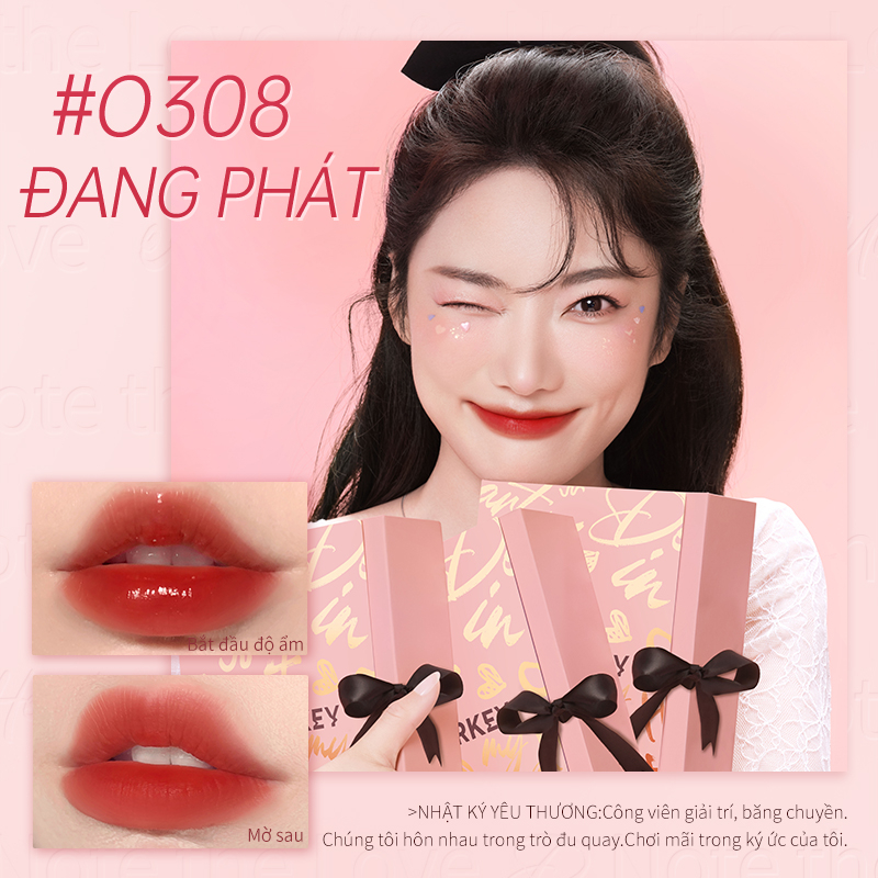 【COLORKEY】Bộ Quà Tặng Son Môi Nhật Ký Tình Yêu Watery Matte Lipgloss Chống Nước Lâu Trôi Bộ 1.8G * 4