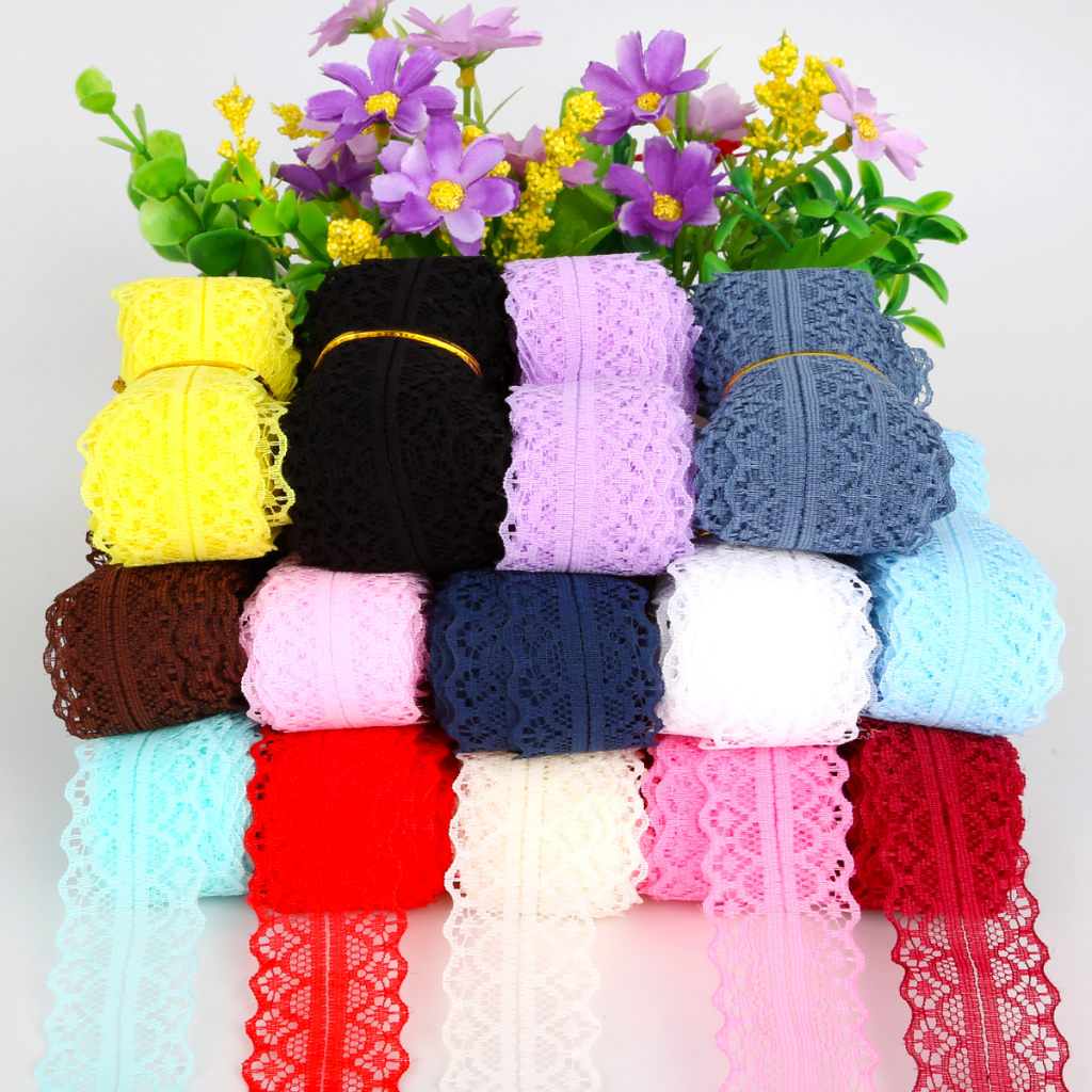 Cuộn Vải Ren 5-12 Yard Rộng 28mm Không Co Giãn Dùng May Vá Và Trang Trí Diy