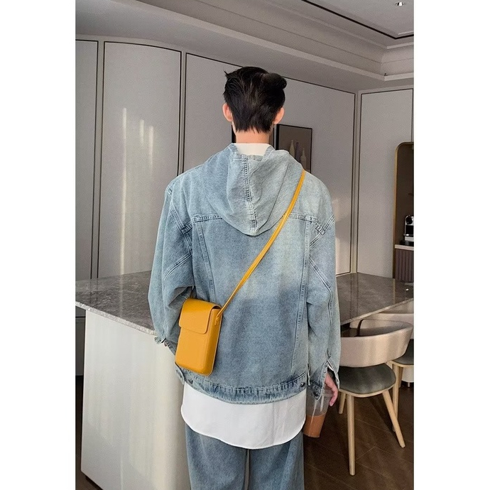 2023 New fashion áo khoác tay dài dáng rộng thời trang thường ngày màu sắc đơn giản thoải mái áo khoác jean unisex nam nữ áo khoác hoodie